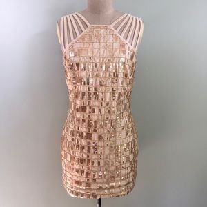 bebe // Strappy Geometric Sequin Dress // Size S